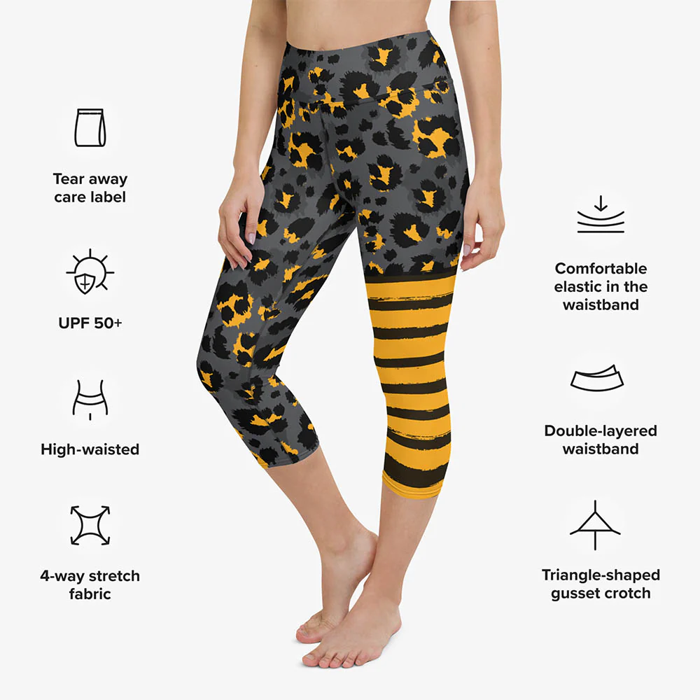 Animal Printed Capris "BeePard" Yellow/Black - Image 3