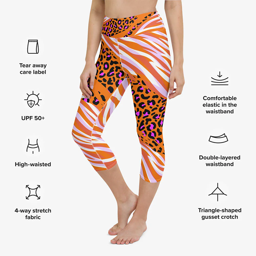 Animal Printed Capris "Cheetiger" Orange - Image 3