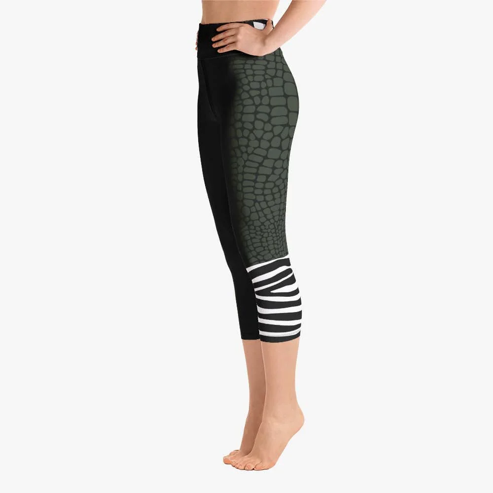Animal Printed Capris "CrocoZebra" Dark Green - Image 4