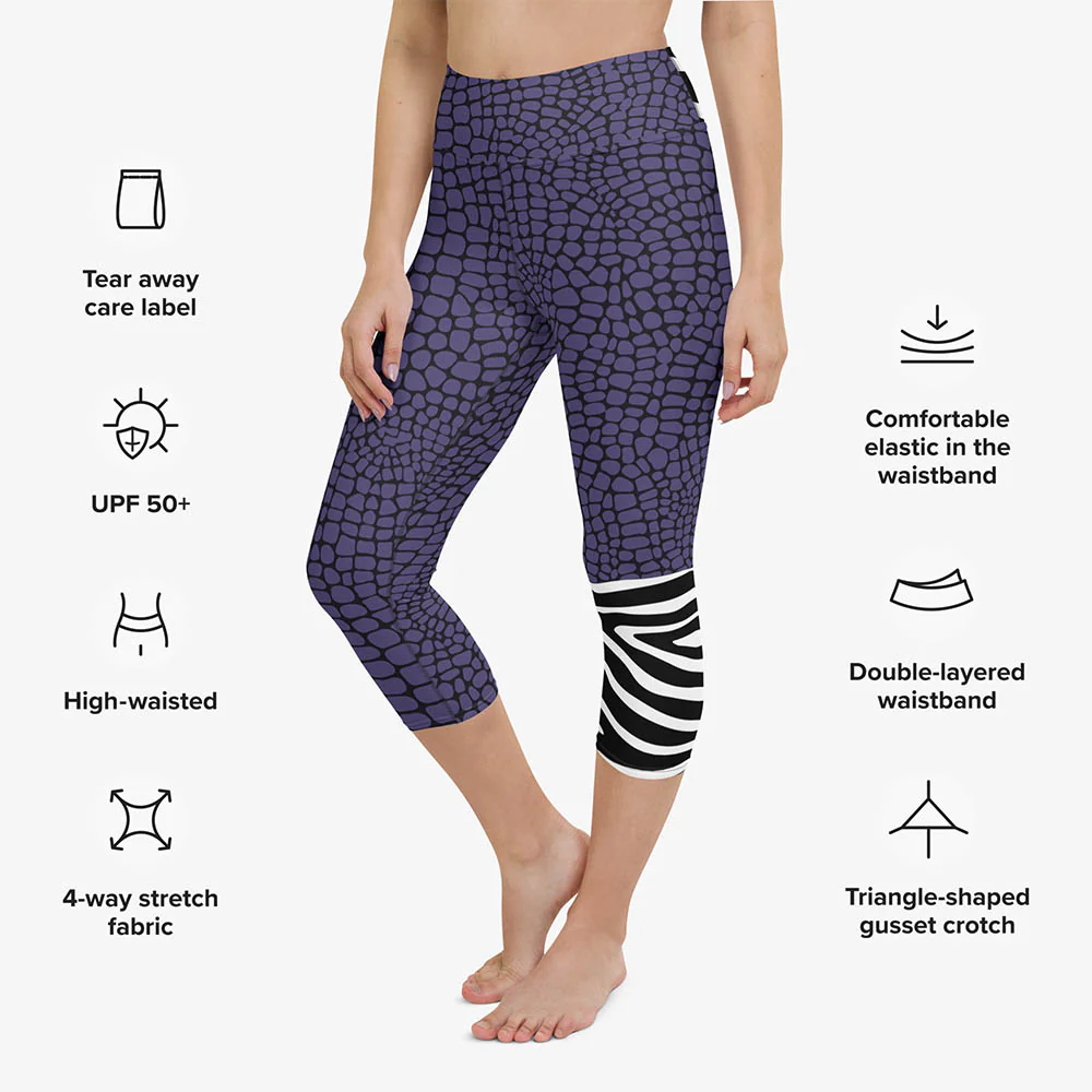 Animal Printed Capris "CrocoZebra" Purple - Image 3
