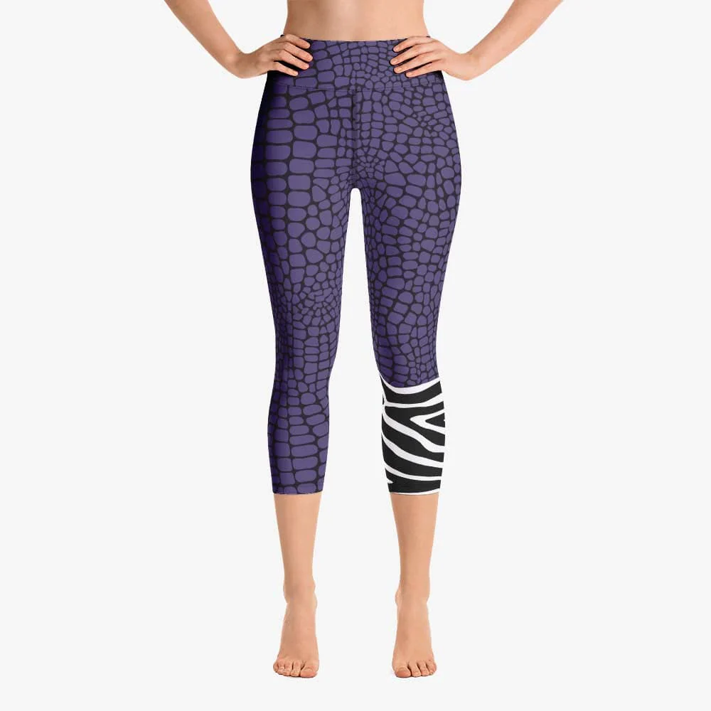 Animal Printed Capris "CrocoZebra" Purple - Image 4