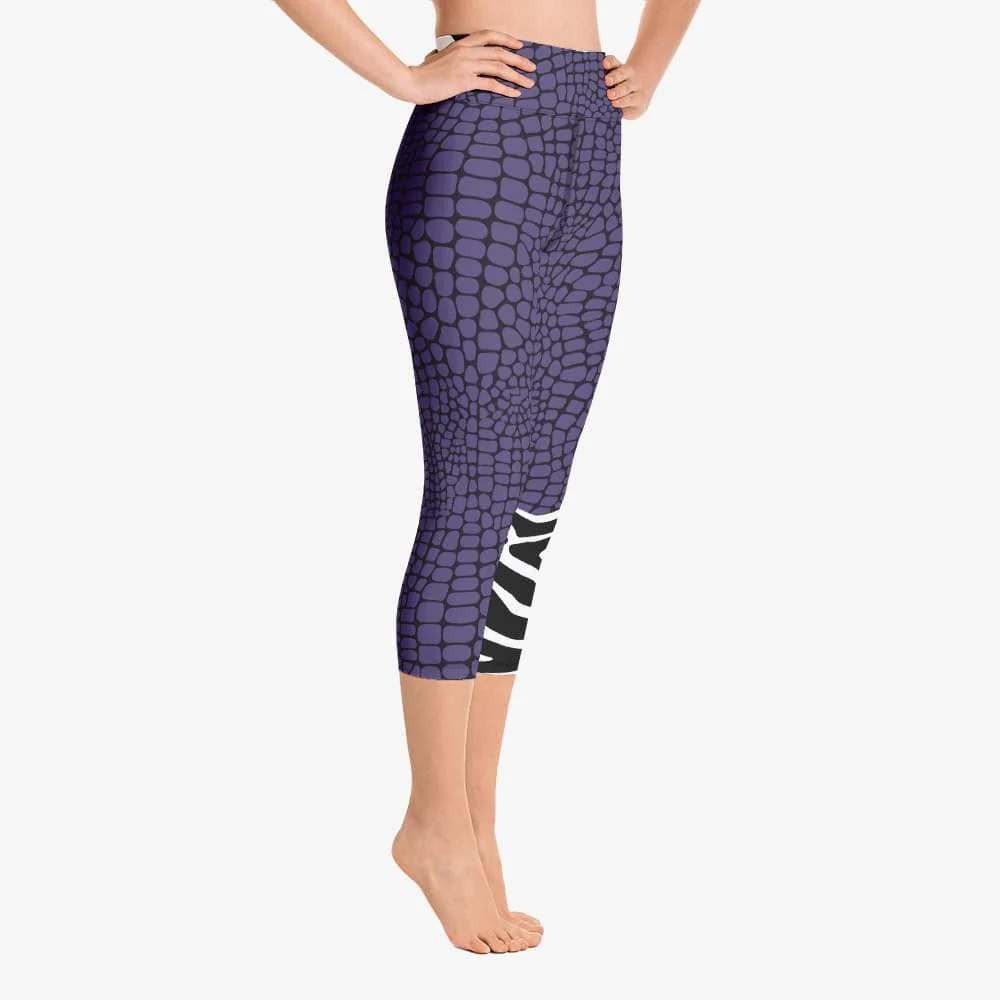 Animal Printed Capris "CrocoZebra" Purple - Image 5