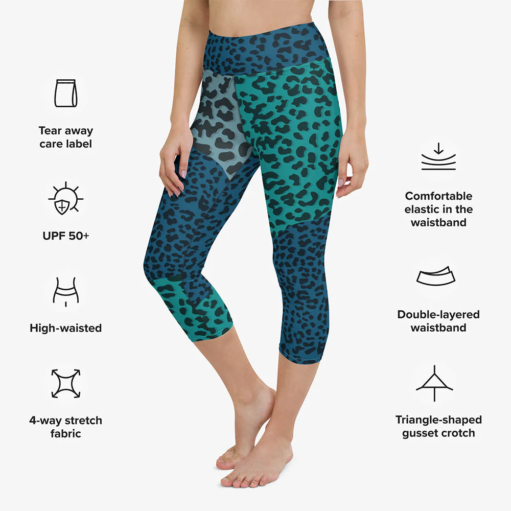 Animal Printed Capris "FrankenCheetah" Blue/Teal - Image 3