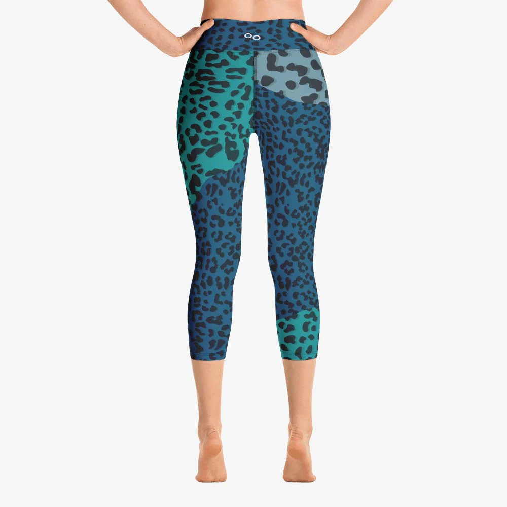 Animal Printed Capris "FrankenCheetah" Blue/Teal - Image 4