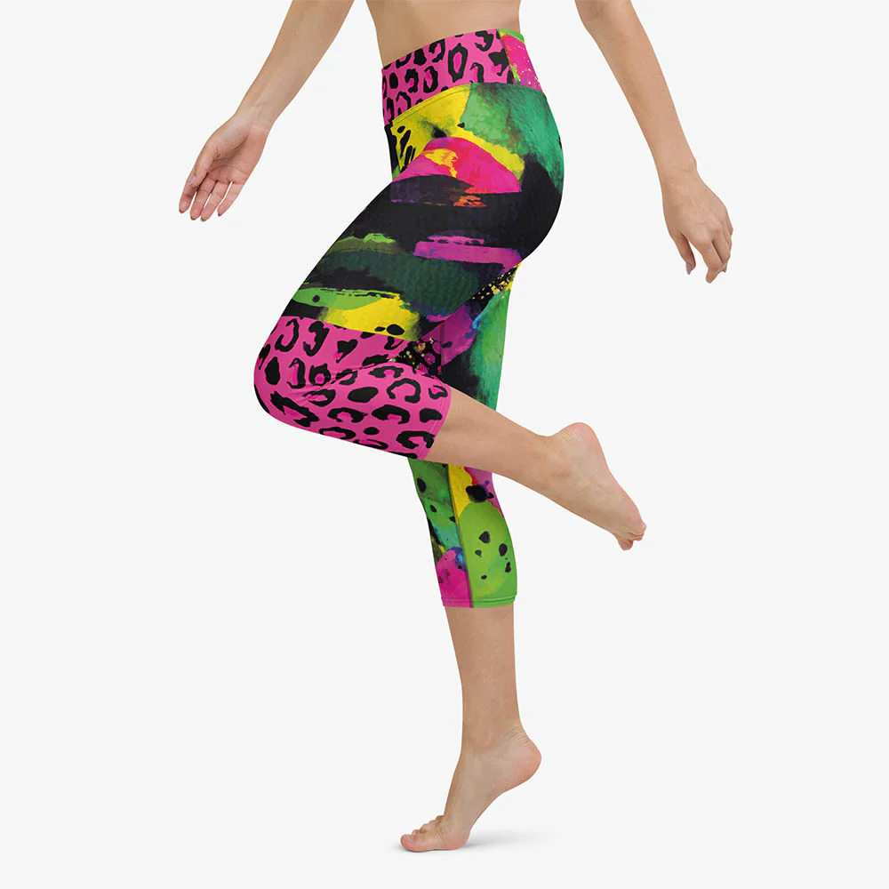 Animal Printed Capris "Wild Canvas" Green/Pink/Yellow - Image 4