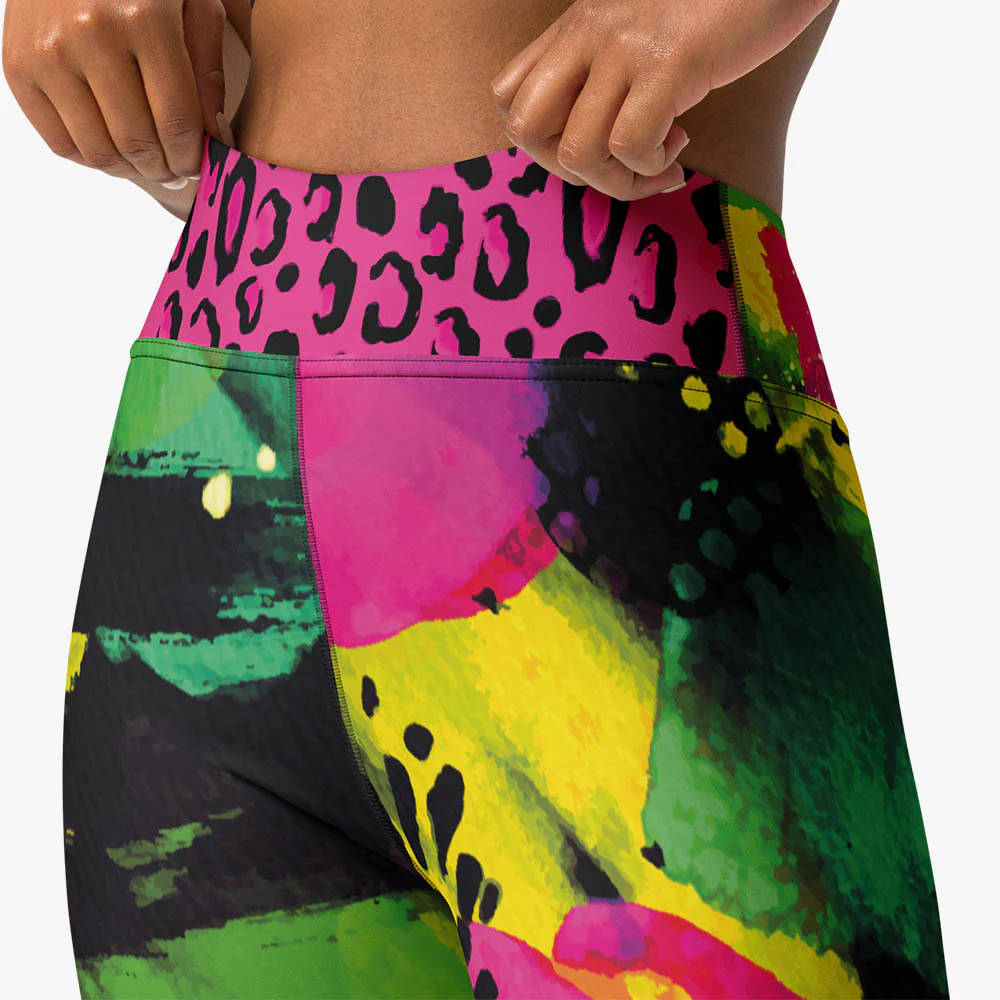 Animal Printed Capris "Wild Canvas" Green/Pink/Yellow - Image 5