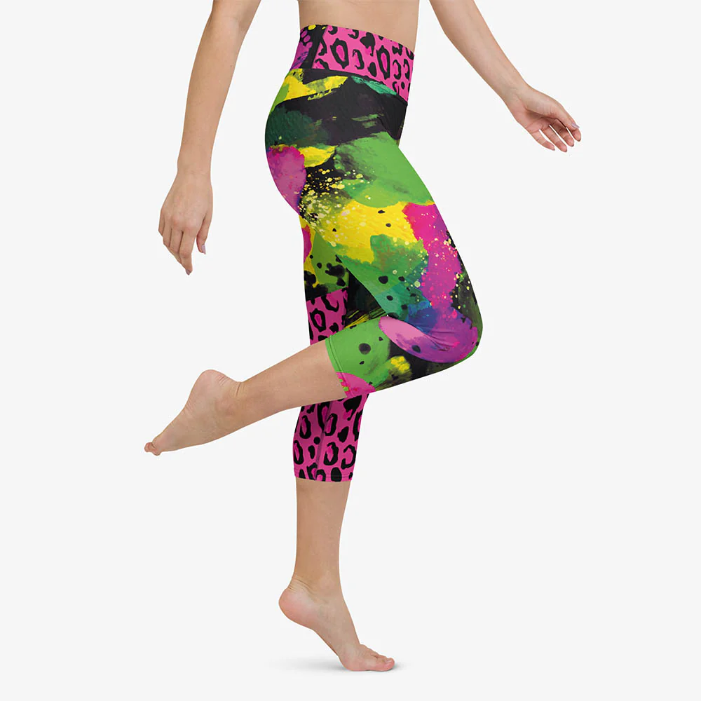 Animal Printed Capris "Wild Canvas" Green/Pink/Yellow - Image 6