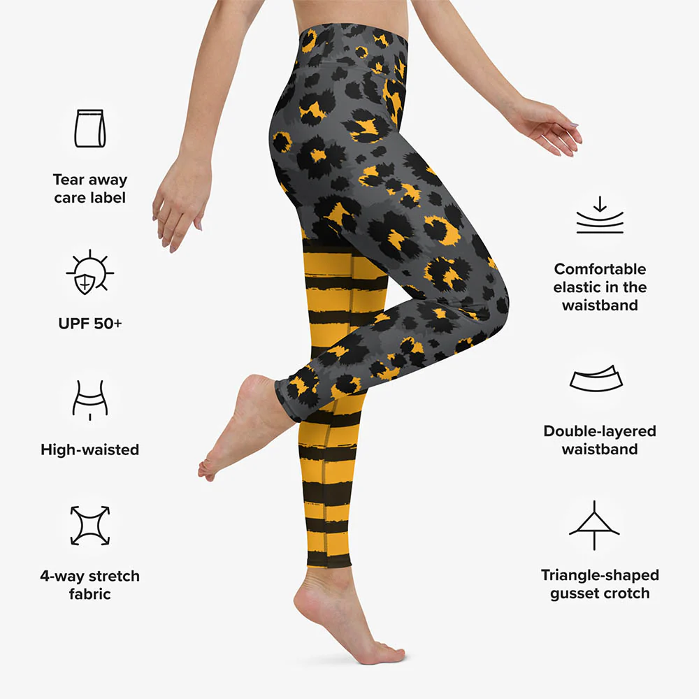 Animal Printed Leggings "BeePard" Yellow/Black/Grey - Image 3