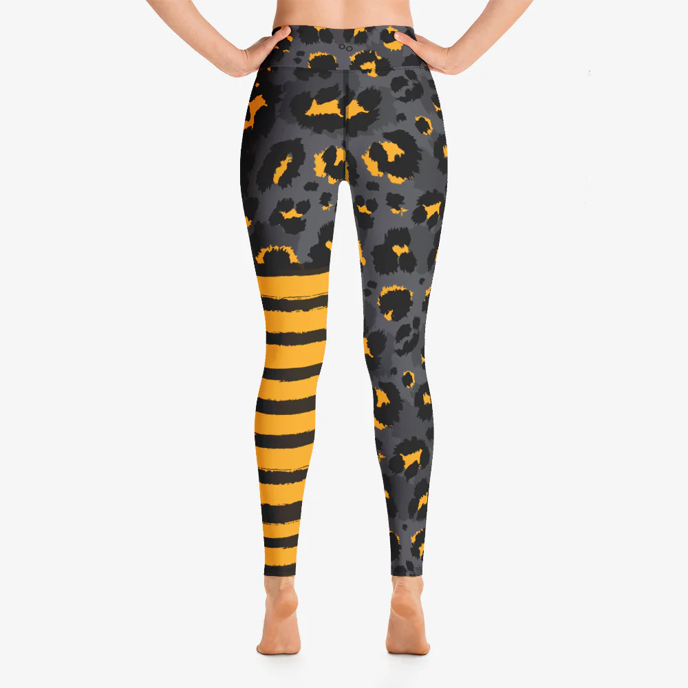 Animal Printed Leggings "BeePard" Yellow/Black/Grey - Image 4
