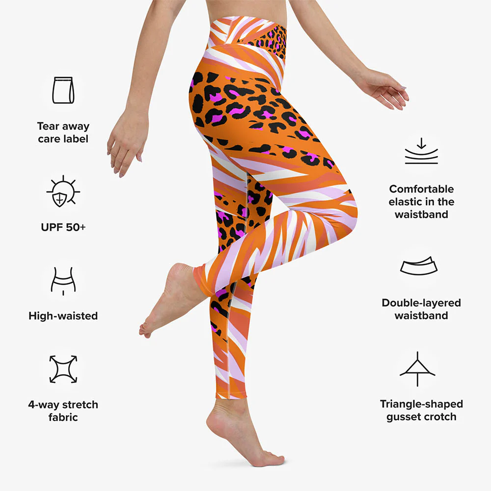 Animal Printed Leggings "Cheetiger" Orange - Image 3