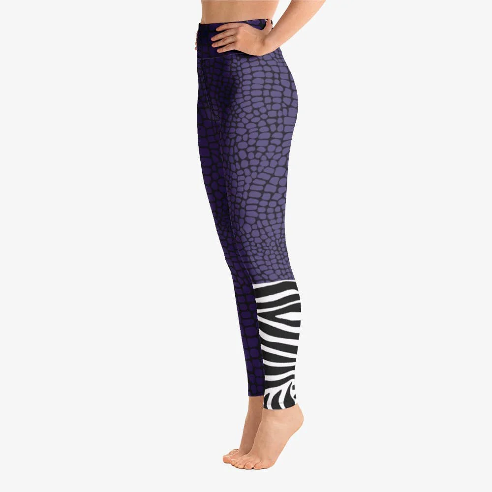 Animal Printed Leggings "CrocoZebra" Purple - Image 4