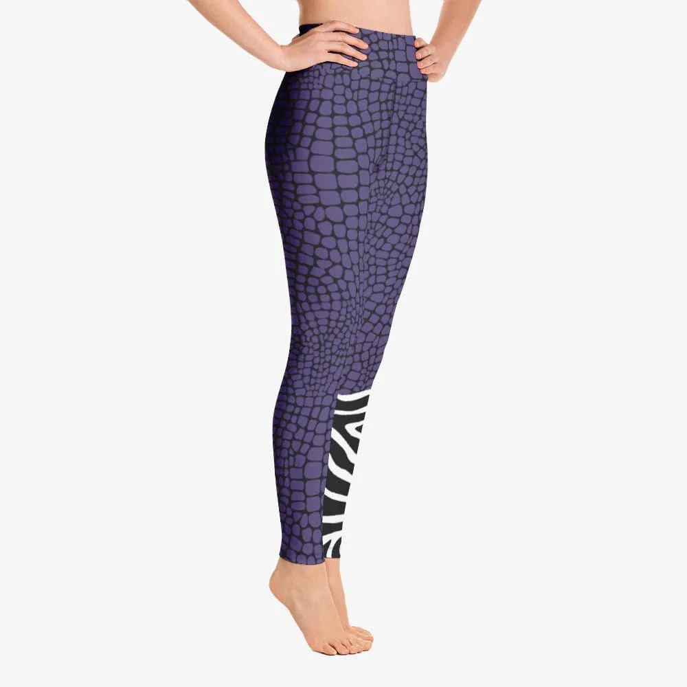 Animal Printed Leggings "CrocoZebra" Purple - Image 5