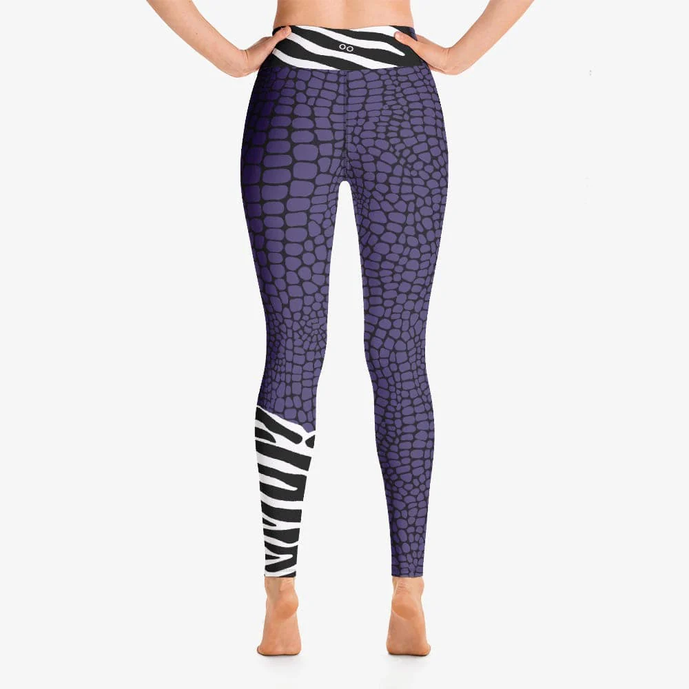 Animal Printed Leggings "CrocoZebra" Purple - Image 6