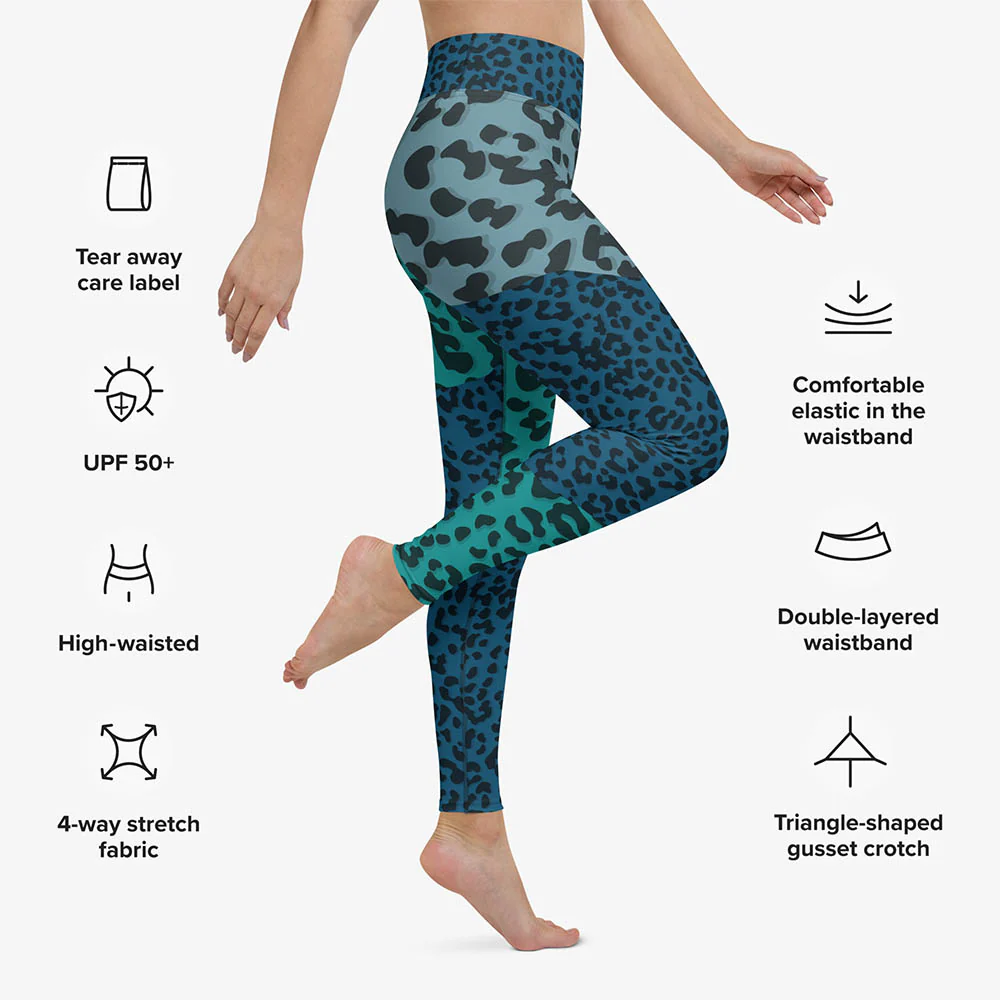 Animal Printed Leggings "FrankenCheetah" Blue/Teal - Image 3