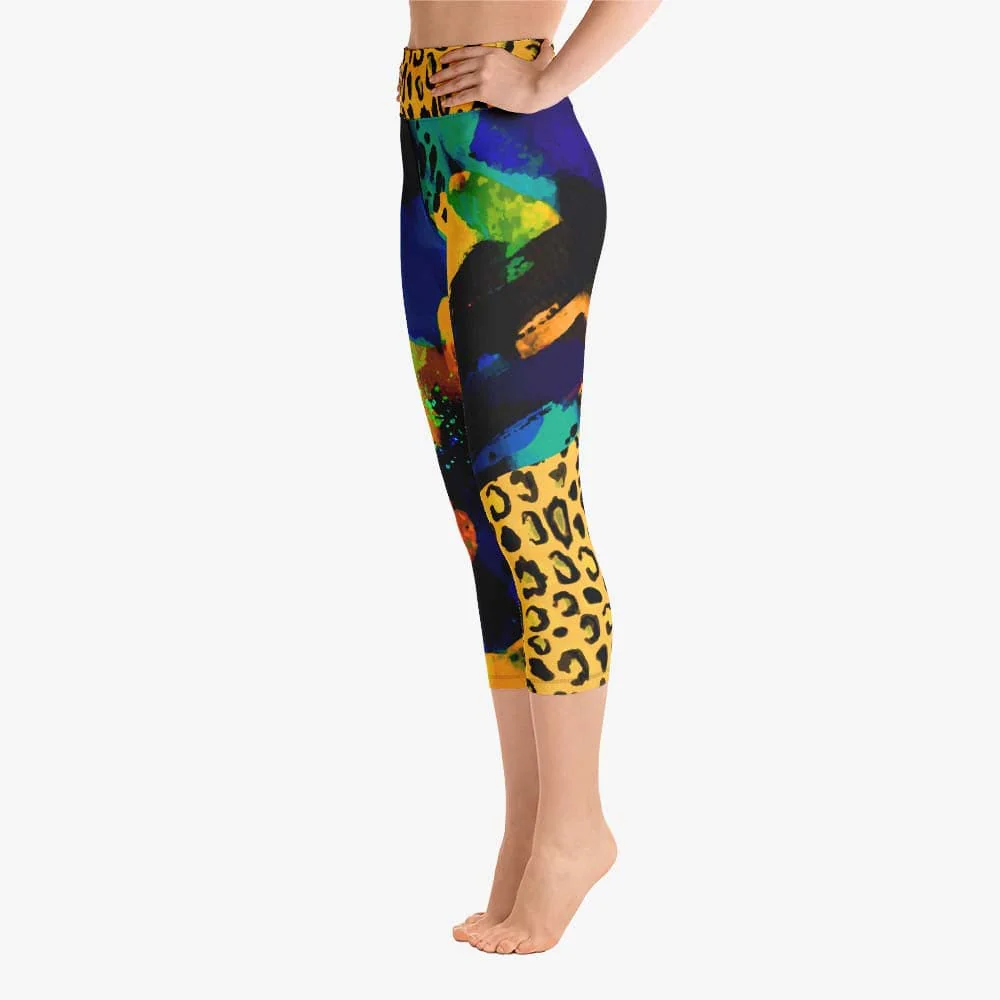 Animal Printed Capris "Wild Canvas" Blue/Yellow - Image 4