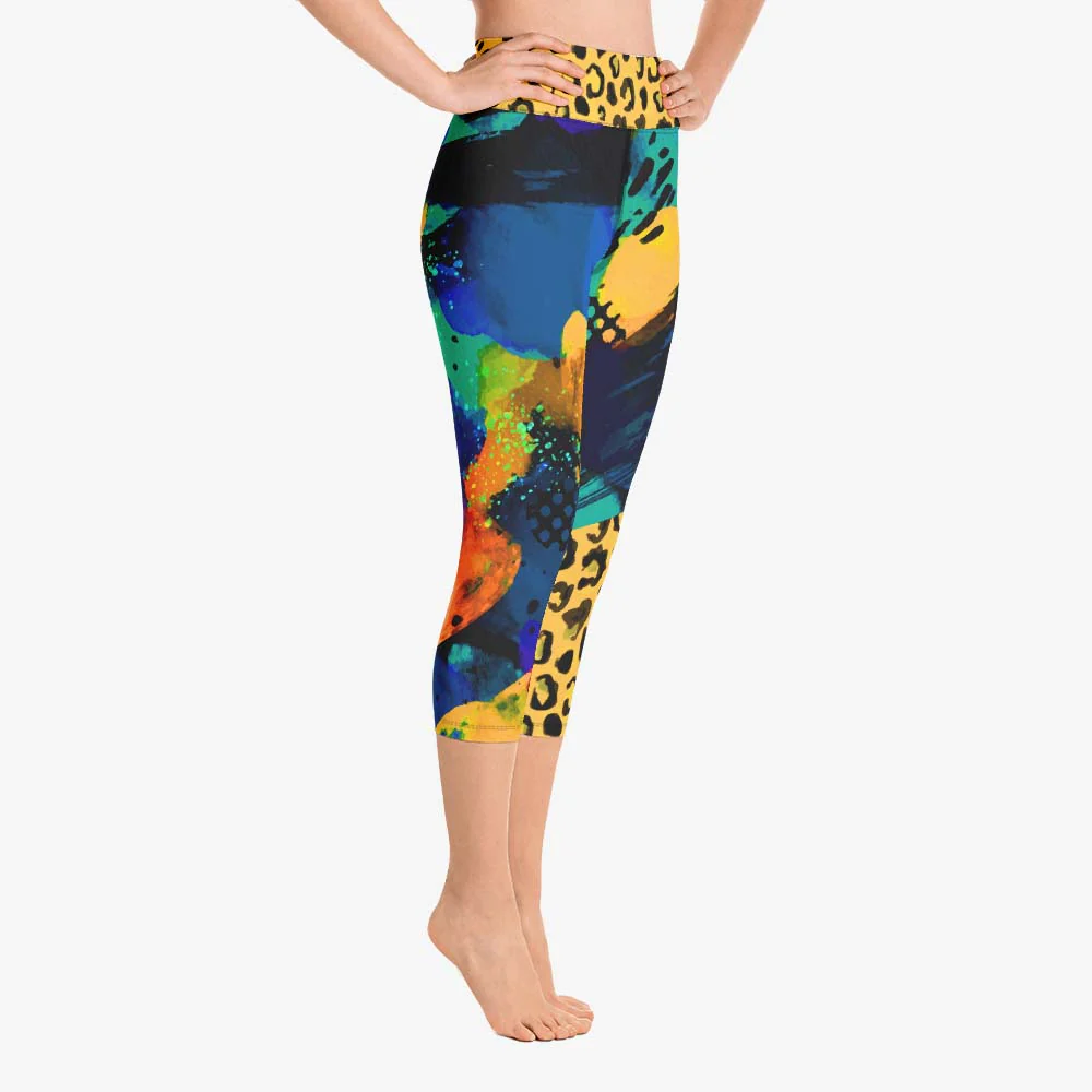 Animal Printed Capris "Wild Canvas" Blue/Yellow - Image 5