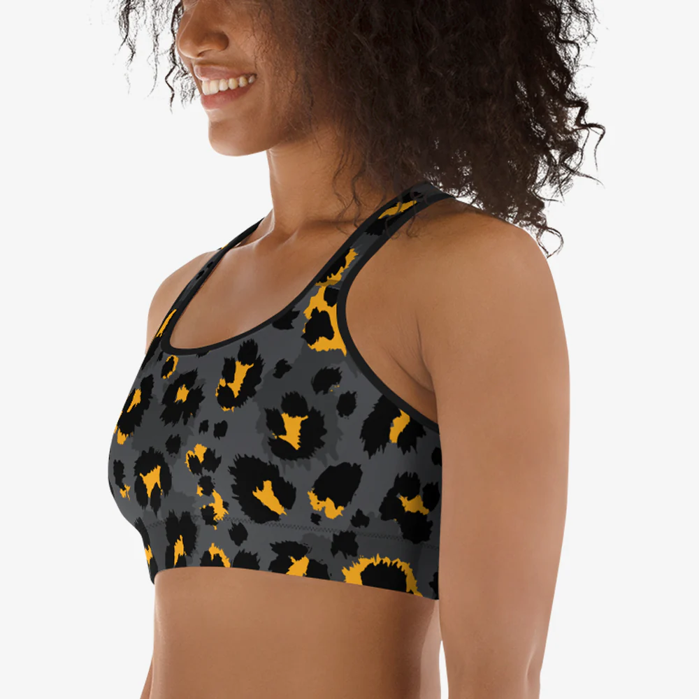 Animal Printed Sports Bra "BeePard" Yellow/Black - Image 3