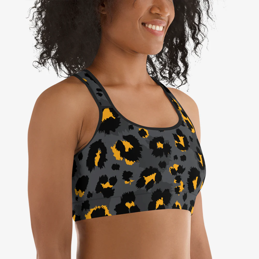 Animal Printed Sports Bra "BeePard" Yellow/Black - Image 4