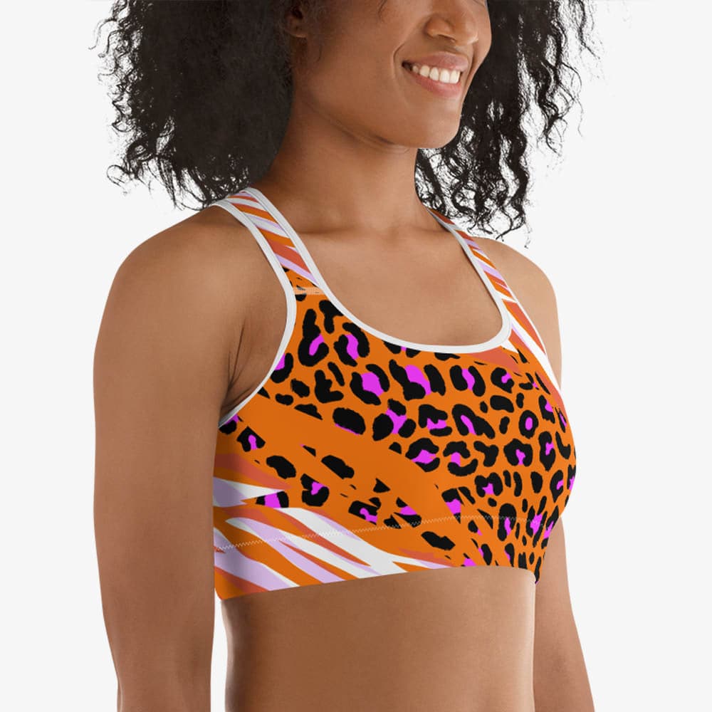 Animal Printed Sports Bra "Cheetiger" Orange - Image 5
