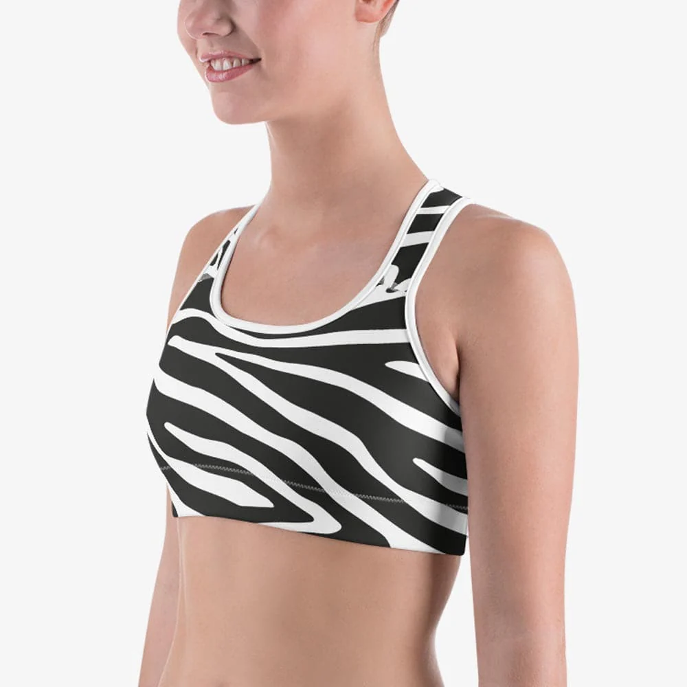 Animal Printed Sports bra "Zebra" Black/White - Image 3