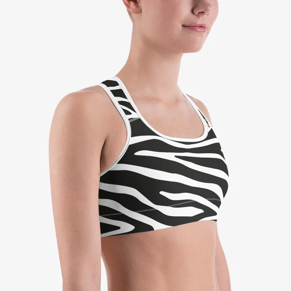 Animal Printed Sports bra "Zebra" Black/White - Image 4