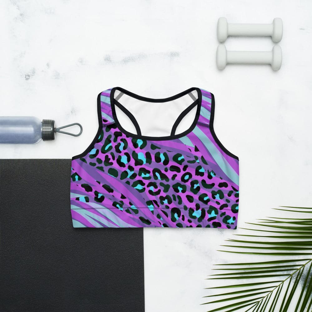 Animal Printed Sports Bras "Cheetiger" Purple - Image 5