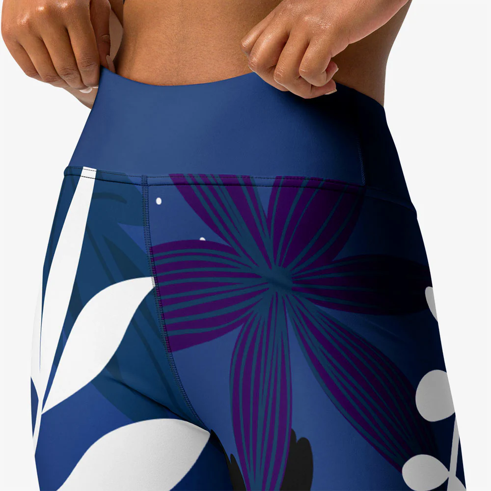 Floral Leggings "Night Garden" Blue/White - Image 10