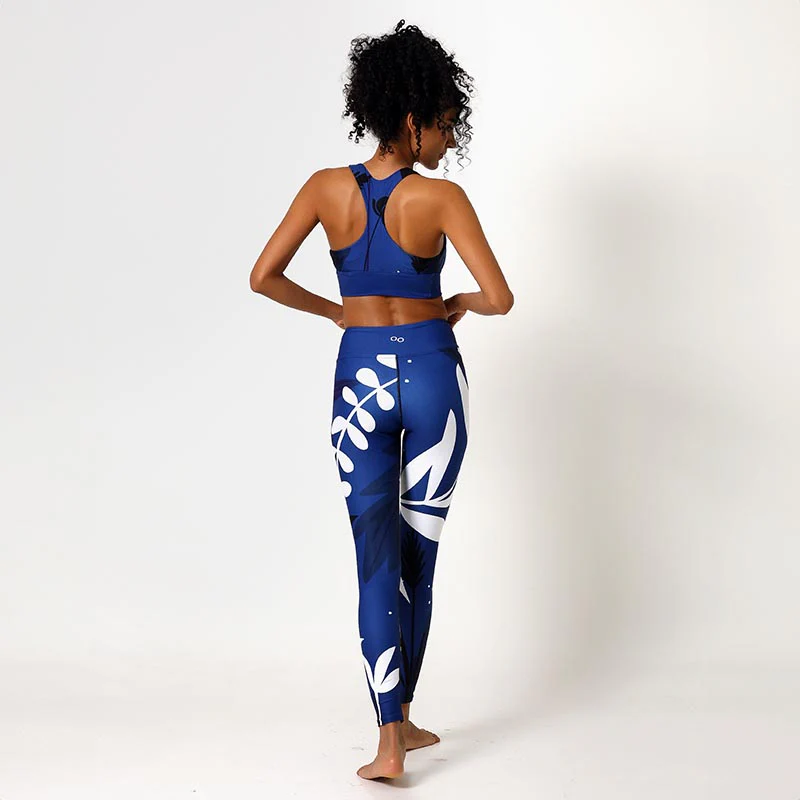 Floral Leggings "Night Garden" Blue/White - Image 5