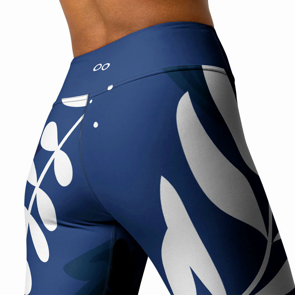 Floral Leggings "Night Garden" Blue/White - Image 8