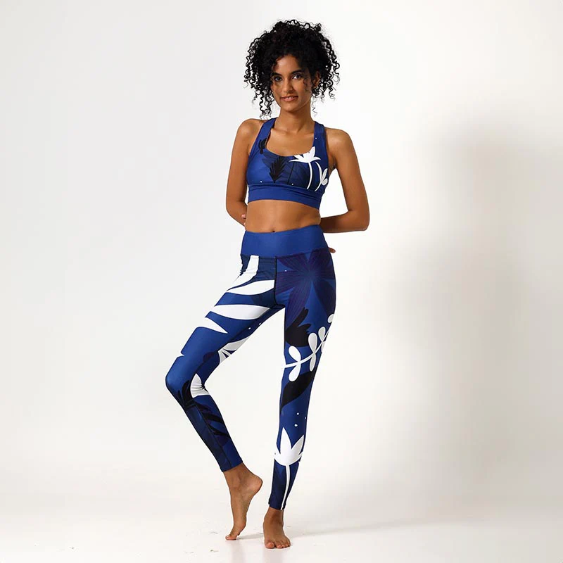 Floral Leggings "Night Garden" Blue/White - Image 9