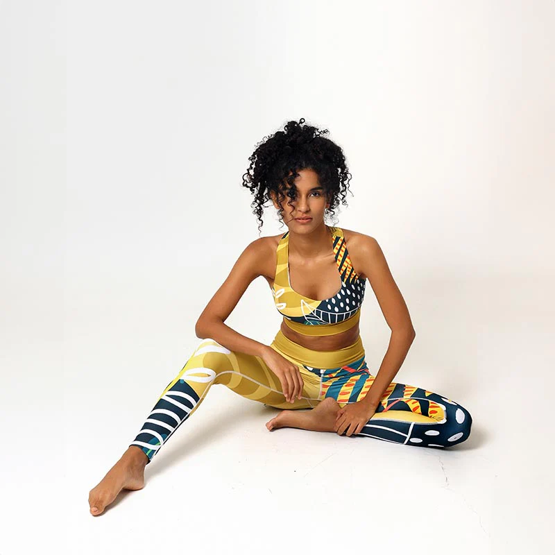 Floral Leggings "Tropics" Olive/Green - Image 10