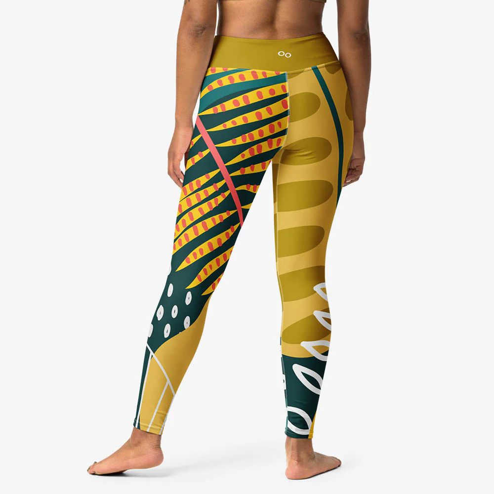 Floral Leggings "Tropics" Olive/Green - Image 12