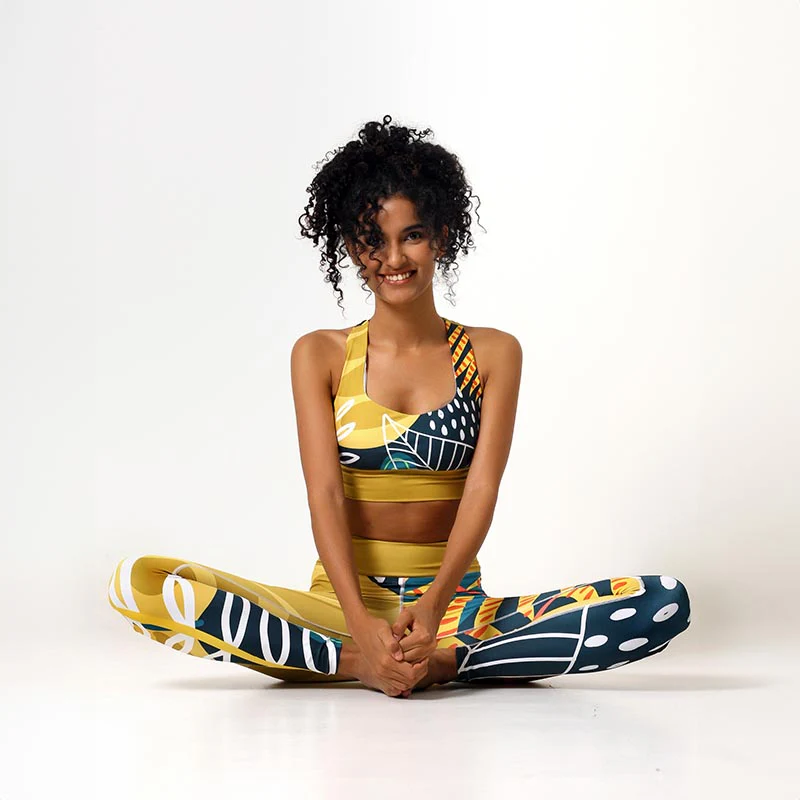 Floral Leggings "Tropics" Olive/Green - Image 3