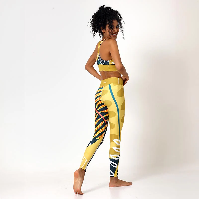 Floral Leggings "Tropics" Olive/Green - Image 4