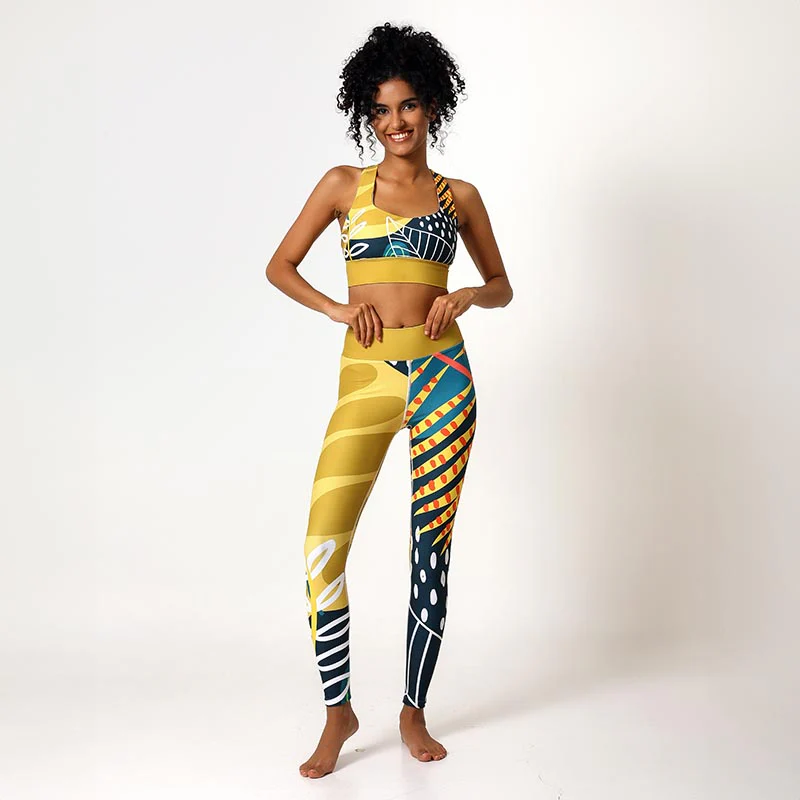 Floral Leggings "Tropics" Olive/Green - Image 5