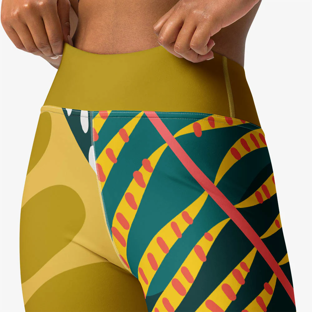 Floral Leggings "Tropics" Olive/Green - Image 7