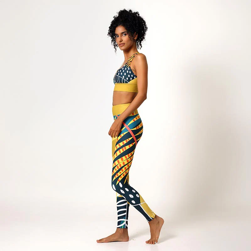 Floral Leggings "Tropics" Olive/Green - Image 8