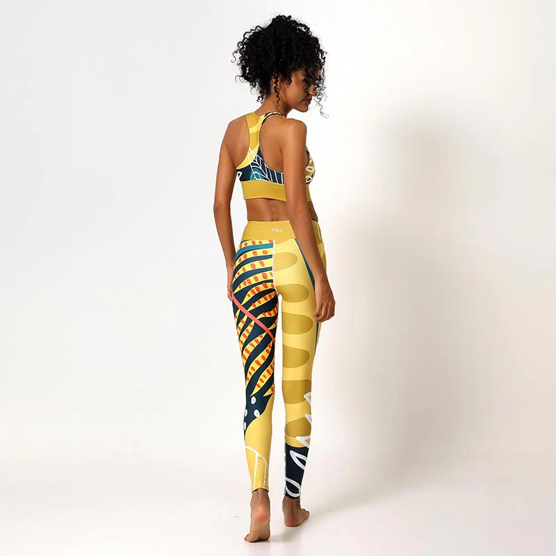 Floral Leggings "Tropics" Olive/Green - Image 9