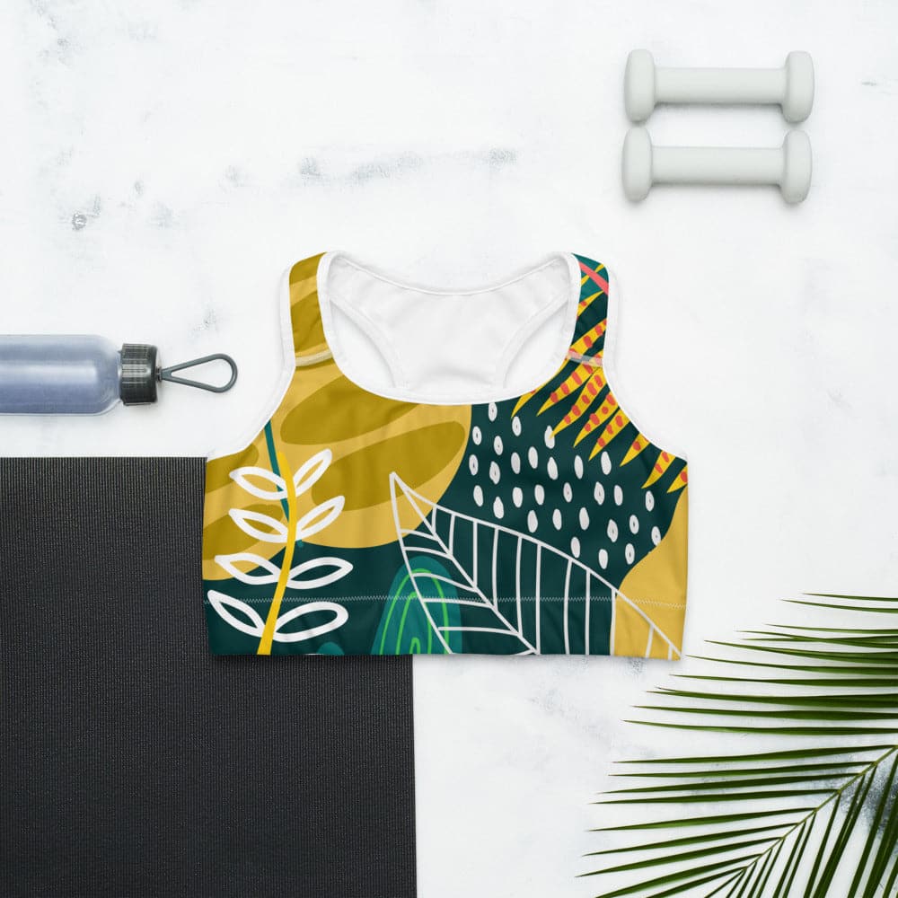 Floral Sports Bra "Tropics" Olive/Green - Image 6