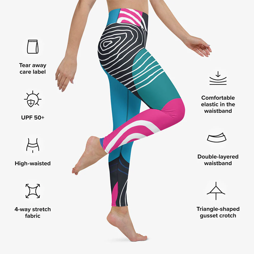 Patterned Leggings "Modernist" Blue/pink - Image 3