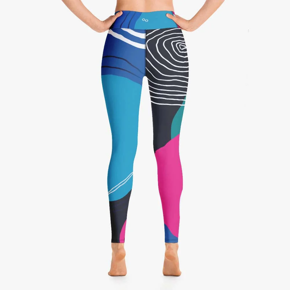 Patterned Leggings "Modernist" Blue/pink - Image 4