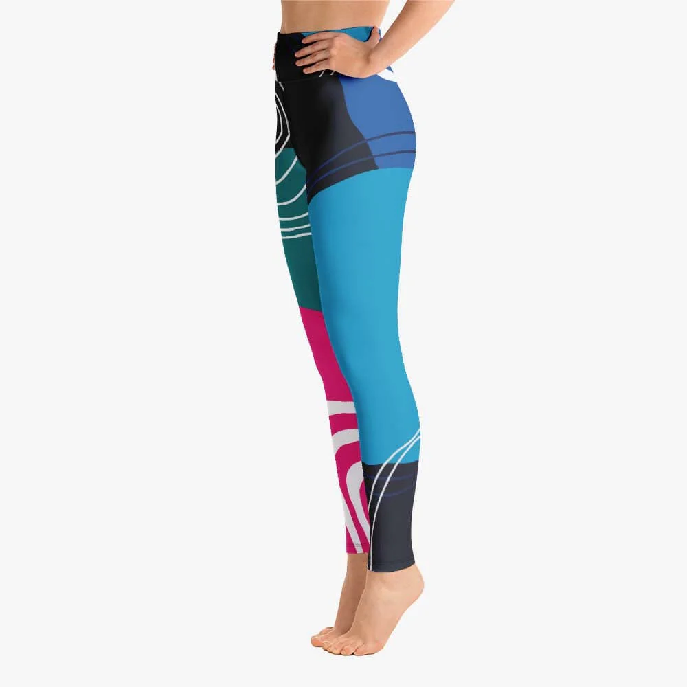 Patterned Leggings "Modernist" Blue/pink - Image 5