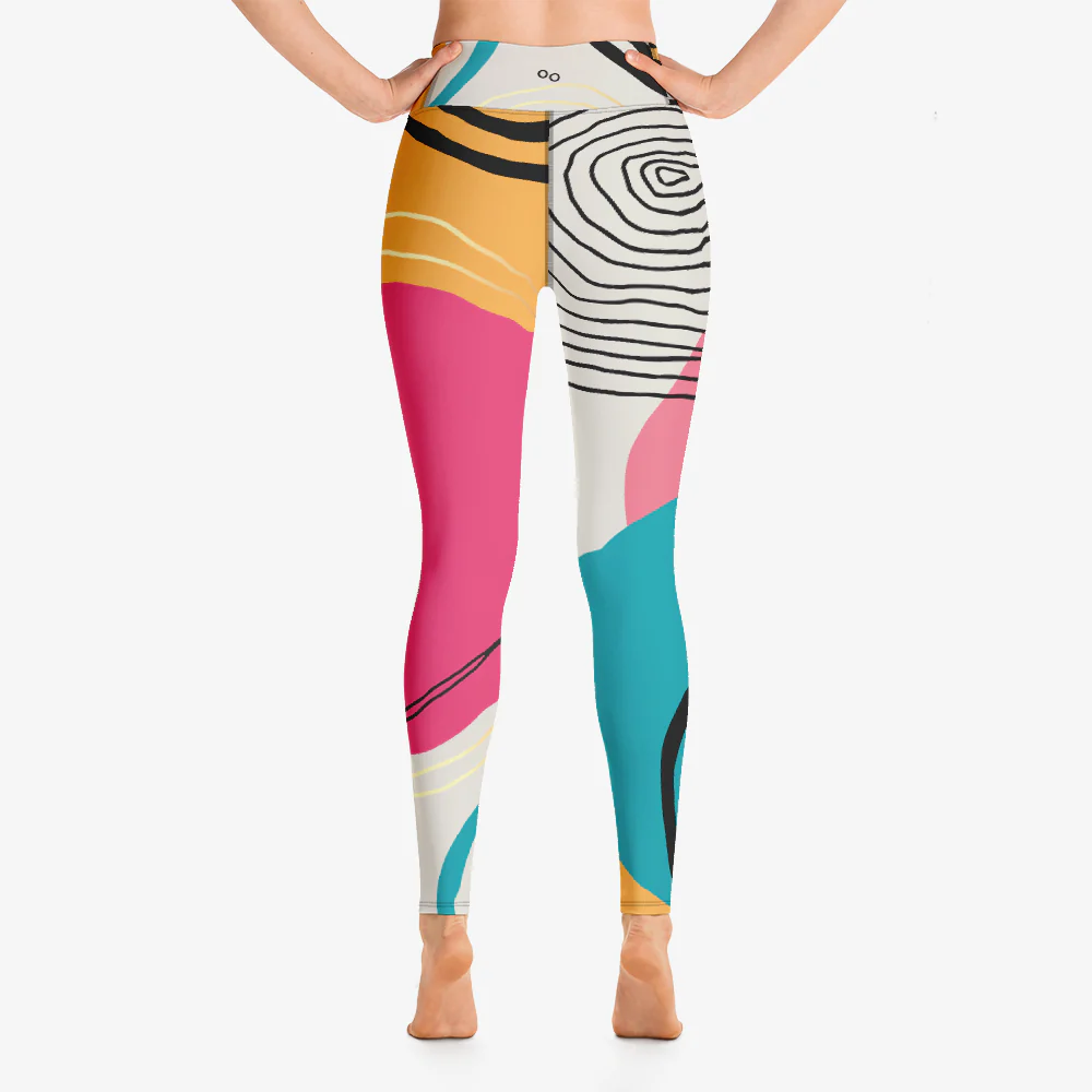 Patterned Leggings "Modernist" Fuchsia/Turquoise - Image 4