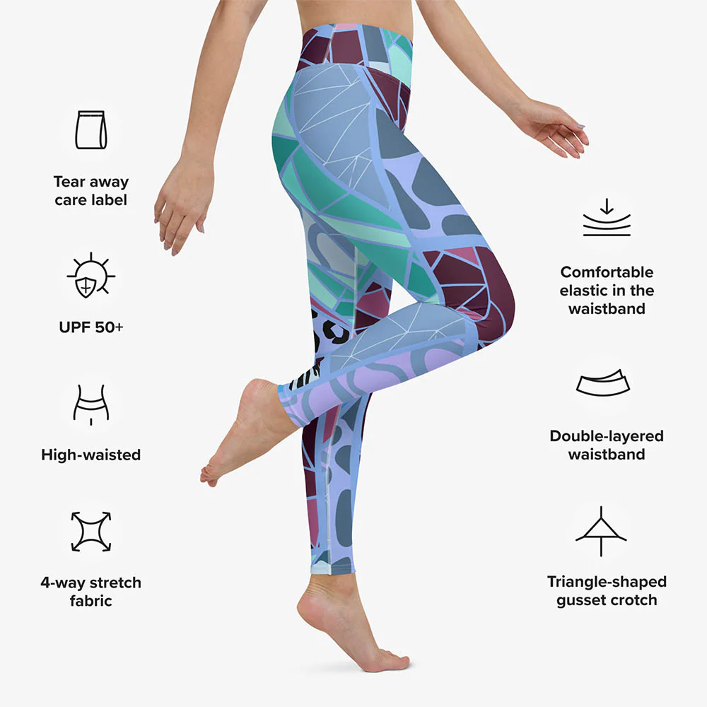 Patterned Leggings "Mosaic" Blue/Plum - Image 3