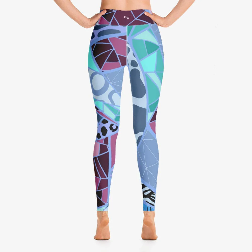 Patterned Leggings "Mosaic" Blue/Plum - Image 4
