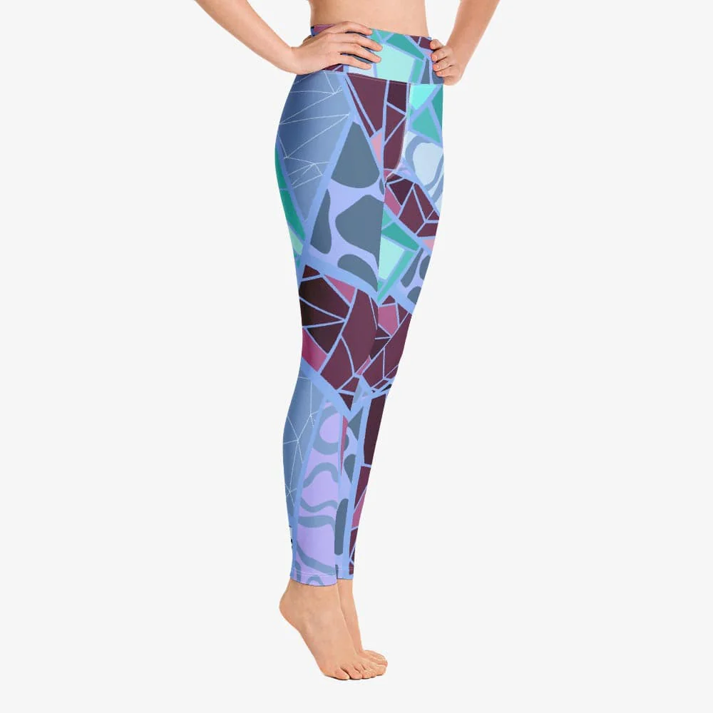 Patterned Leggings "Mosaic" Blue/Plum - Image 6