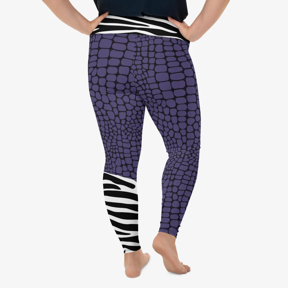 Plus Size Animal Printed Leggings "CrocoZebra" Purple - Image 4