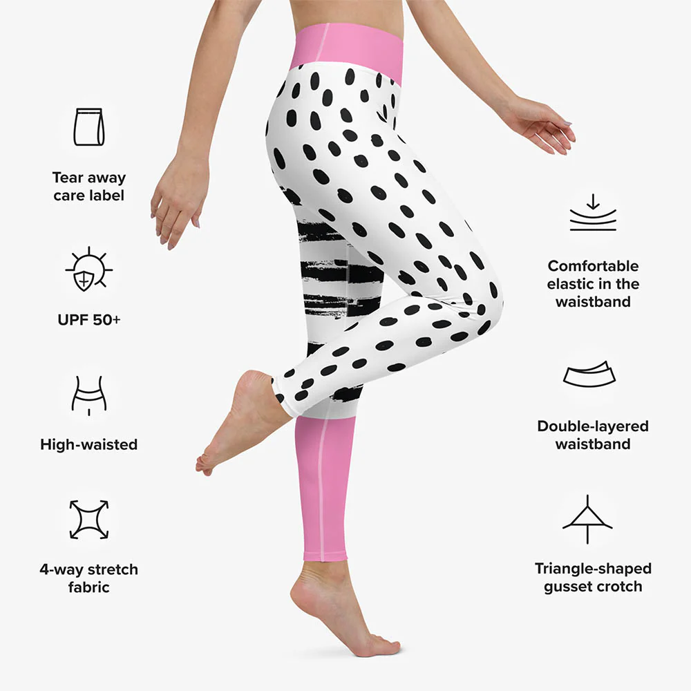 Printed Leggings "Dots&Stripes" Pink - Image 3