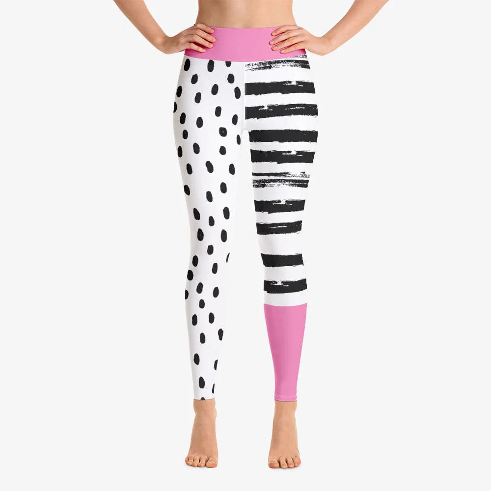 Printed Leggings "Dots&Stripes" Pink - Image 4