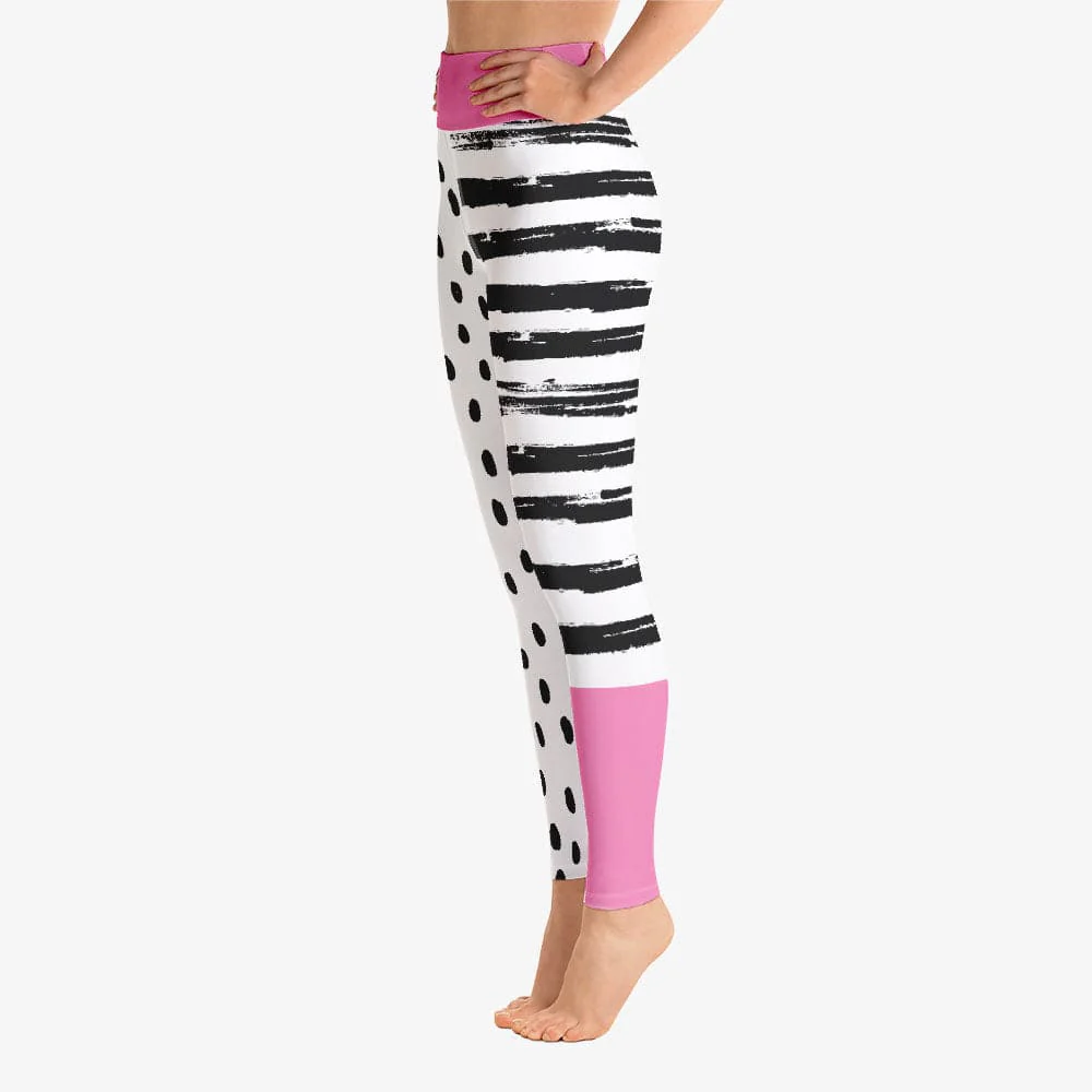 Printed Leggings "Dots&Stripes" Pink - Image 5